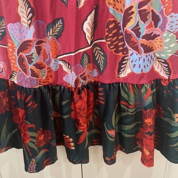 Anthropologie Farm Rio Drea Tiered Velvet Midi Maxi Skirt Floral-Boho-NWT—SP - Picture 7 of 11